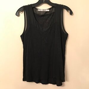 Gibson Black Linen Semi Sheer Tank